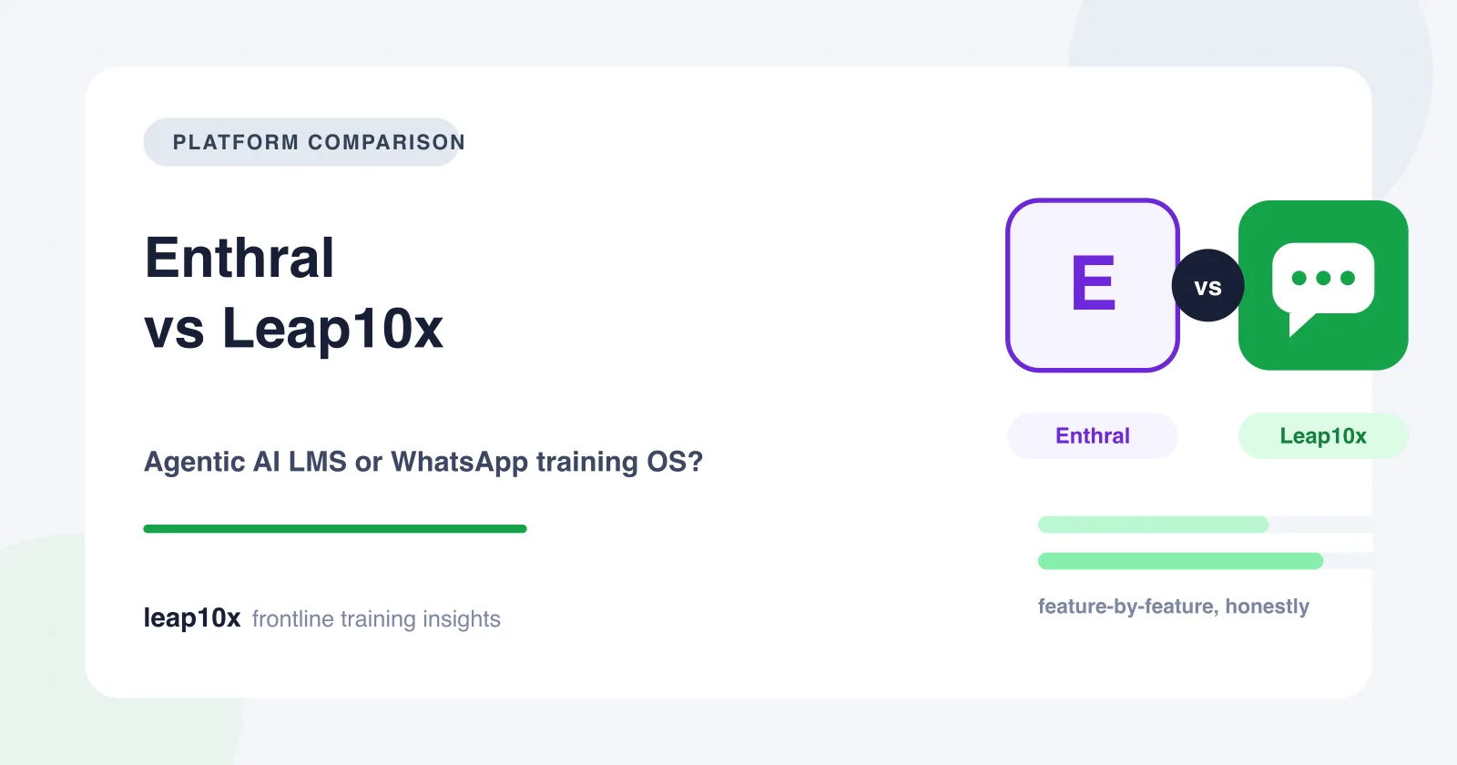 Enthral vs Leap10x: Agentic AI LMS or WhatsApp Training OS for India's Frontline?